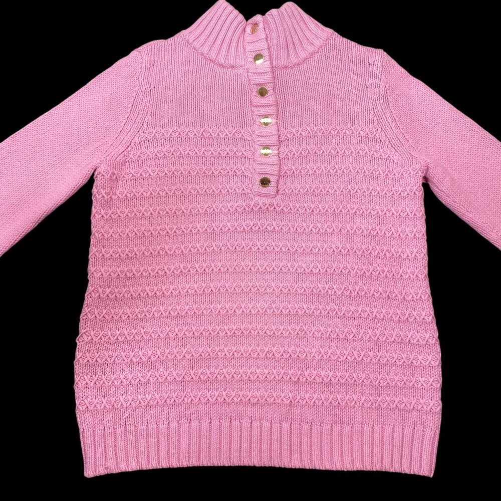Talbots Pink Knit Sweater With Buttoned Collar Small Cotton & Merino Wool Blend